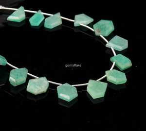 Cuentas facetadas de amazonita natural para la fabricación de joyas, cuentas de amazonita de calidad AAA con forma de diamante, 10x8-15x12MM, venta al por mayor. - Product Image 1