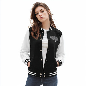 Veste universitaire tendance pour femme, broderie OEM, boutonnée, coupe ample, col rond - Product Image 2