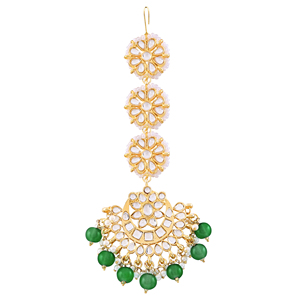 Traditional Indian Beautiful North <b>Style</b> Tikka Jewelry Accessories Clustered Pearl Design High Gold Polish Party Wear Kundan - Product Image 2