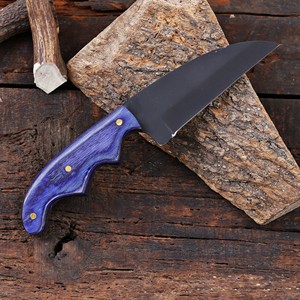 Cuchillo utilitario Wharncliffe de hoja fija de 8 pulgadas con recubrimiento en polvo, mango de madera Pakka de grado industrial, personalizado OEM para caza, desollado y camping - Product Image 1