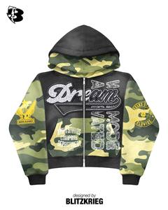 Sudadera con capucha y cremallera Black Camo War Mode |   Chaqueta con Capucha y Estampado Gráfico Extra Grande |   Chaqueta Táctica de Estilo Urbano de la Marca Studios, Etiqueta Privada OEM - Product Image 2