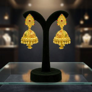 Vente en gros de boucles d'oreilles Jhumka plaquées or 14K18K24K, ensemble de boucles d'oreilles de mariée, design traditionnel, ensemble de Jhumka pour mariage - Product Image 5