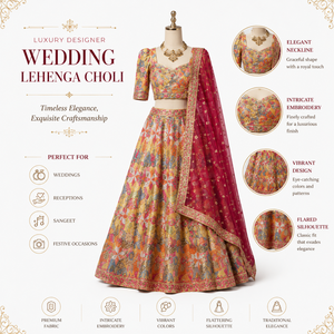 Luxury Designer Wedding Lehenga Choli | Multicolor <b>Sequin</b> Crystal Embroidery Bridal Wear Floor Length A Line Party Gown Dress - Product Image 5