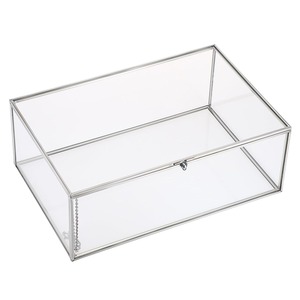 Modern Transparent Glass Jewelry Box with Durable Metal Edge Design for <b>Dressing</b> <b>Table</b> and Vanity <b>Storage</b> - Product Image 6