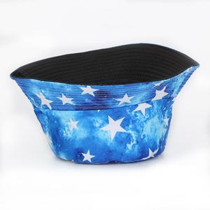 Unisex Bucket <b>Hat</b> Blue Tie-Dye White Stars Pattern Casual Spring Summer Adult <b>Hat</b> - Product Image 1