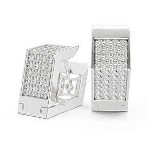 Boucles d'oreilles Huggie rectangulaires en argent sterling et moissanite, pavé complet, certifiées IGI, bijoux de luxe pour femme, idéales pour anniversaire et soirée - Product Image 2