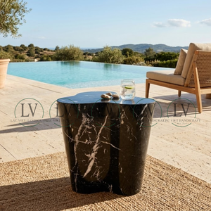 Handcrafted Cement Luxury Side Tables with Water Transfer Printing Outdoor <b>Garden</b> Side Table Wholesale from Vietnam - Product Image 3
