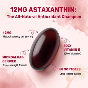 Cápsulas de Astaxantina con Logotipo Privado Personalizado, 12 mg de Astaxantina Pura, Suplementos Herbales para la Salud de los Ojos y la Piel - Product Image 3