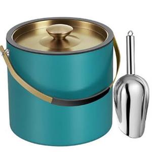 Seau à glace en acier inoxydable plaqué argent au design exclusif avec pinces, bac à glace pour boissons froides, vin, fêtes, et pinces à glace - Product Image 3