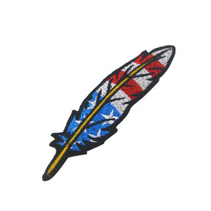 Red Feather Embroidered Patch <b>Sew</b>-On Applique Fabric Badge Custom Shape Classical Style Garment Decoration Safety <b>Pin</b> Customized - Product Image 2