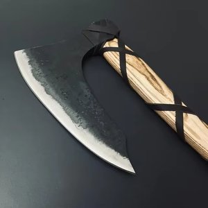 Hacha de doble hoja de acero al carbono de alta resistencia con espiga plana, hecha a mano, mango de madera de palisandro grabado, 12 pulgadas de largo, OEM, de MS Enterprises - Product Image 3