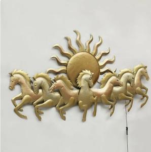 Metal Horse Sun Wall <b>Art</b> Gold Finish Handmade Decor for Home Decoration <b>Large</b> 33-40 Inch Contemporary Style - Product Image 2