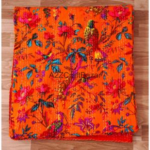 Couverture Kantha artisanale en coton biologique, élégante et raffinée, écologique, vintage, réversible, pour la maison et l'hôtellerie, vente en gros - Product Image 5