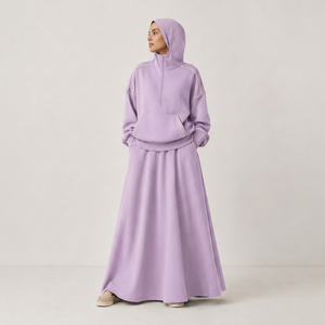 Ensemble jupe longue et sweat à capuche décontracté pour femme, résistant aux plis, en tricot doux, écologique, pour toutes les saisons - Product Image 3