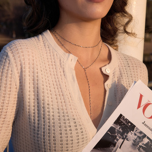 Collar de Acero Inoxidable Chapado en Oro de 18K, Joyería Minimalista de Doble Cadena, Collar en Forma de Y - Product Image 6