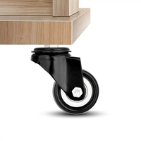 Roda Karet Hitam 1.5/2 inci tanpa Rem, Roda Karet Tebal, Cocok untuk Penggunaan Industri, Roda Furnitur, Roda Furnitur Berat