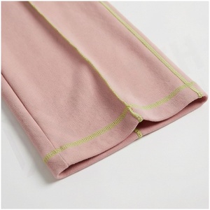 Women <b>Pink</b> Hooded Tracksuit Set Full Length Zipper <b>Sweatshirt</b> & Jogger Pants Solid Color Casual Loose Fit Spring Wear - Product Image 6