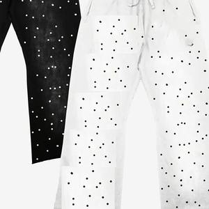 Men's Black Sweatpants With White Stripes And Dotted Pattern Elastic Waist Drawstring Casual Jogger <b>Pants</b> Autumn Wear - Product Image 4