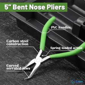 Alicates de punta curva de acero inoxidable de 5 pulgadas con mordazas dentadas para la fabricación de joyas - Product Image 5