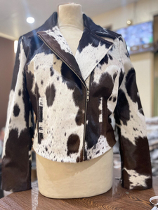 <b>Women</b> <b>Vintage</b> 80s Genuine <b>Leather</b> Shearling Biker Motorcycle <b>Jacket</b> Lambskin Hair-On <b>Leather</b> Waterproof Breathable Eco-Friendly - Product Image 3