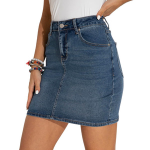 High-Waist Long Denim Maxi Skirt with Front Slit Womens Casual Blue Skirt Vintage A-Line Skirt for Everyday Fashion Cotton - Product Image 2