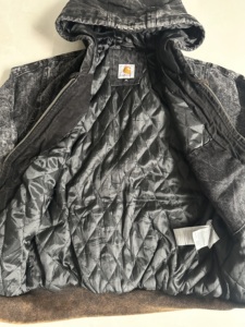 Veste de travail à capuche Carhartt pour homme, gris foncé, délavée à l'acide, reconditionnée, pour l'hiver, taille M à XL - Product Image 2