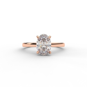Anillo de Lujo para Mujer en Oro Blanco/Amarillo/Rosa de 9K con Diamante Ovalado Blanco Cultivado en Laboratorio y Certificado IGI - Product Image 1