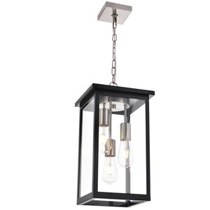 Lampada a Sospensione da Esterno in Nichel Spazzolato Nero, Antiruggine e Impermeabile, Lampadario per Portico Anteriore e Illuminazione a Soffitto - Product Image 3