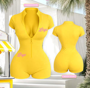Women's Zip Up Jumpsuit With Custom Logo Branded Clothing For Workouts and fitness Basic Bodysuit For Women - Product Image 1