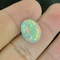 Superbe bijou éthiopien en opale de feu synthétique, argent sterling 925, cabochon ovale blanc, effet de couleur changeante, piercing, Inde, IGI