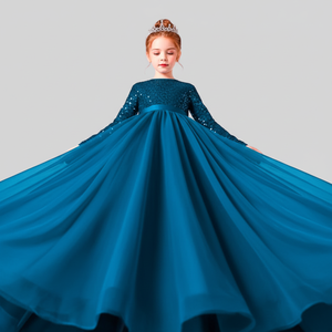 Robe de soirée princesse en velours brodé de sequins Morpichh pour filles, en tulle souple, pour événements, vente en gros OEM ODM - Product Image 3