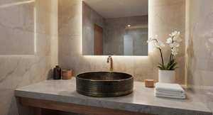 Luxury Black Hammered Copper Durable High Standard Quality Vessel Sink Handmade Home Use Bathroom Wash <b>Basin</b> for Modern Vanity - Product Image 2