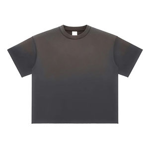 350gsm Solid Knitted Printed Anti-Wrinkle Distressed Breathable Silk Screen Printed Vintage Heavyweight Oversized Men's <b>T</b>-Shirts - Product Image 5