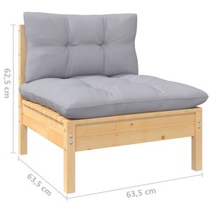 Set Lounge da Giardino in Legno di Pino Grigio con Tessuto 100% Poliestere, Arredamento da Esterno Durevole ed Elegante - Product Image 6