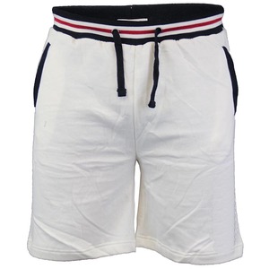 Pantalones Cortos Bermuda de Algodón Tejido Blanco para Hombre con Rayas Laterales, Cintura con Cordón Ajustable, Corte Medio, Estilo Casual - Product Image 1