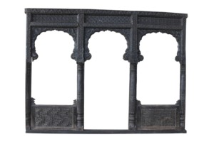 Haswani Handicrafts - Marco de Espejo Triple Arqueado de Madera Maciza, Panel Decorativo Rústico Tallado a Mano de Estilo Antiguo - Product Image 2