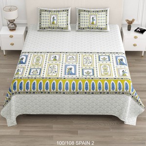 Cotton Badsheet <b>Set</b> with 2 <b>Pillow</b> Covers Modern Printed Bedspread Soft Lightweight Bedding <b>Set</b> for Home & Hotel Use - Product Image 1