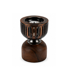 Concept Home Brass Incense <b>Burner</b> with Wood Base Eco-Friendly Arabic Regional Feature Aromatic Diffuser <b>for</b> All-Season Use - Product Image 5