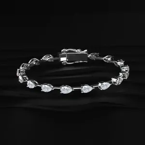 Brazalete de Diamantes en Forma de Pera con Claridad VVS-VS, Brazalete de Diamantes Cultivados en Laboratorio con Certificado IGI, Color D-F, CVD, para Venta al Por Mayor - Product Image 1