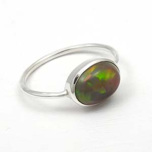 Natural Oval Shaped Black <b>Opal</b> Gemstone <b>Ring</b> Made From 925 Sterling <b>Silver</b> Handmade Boho <b>Ring</b> Perfect Anniversary-Wedding Gift - Product Image 1