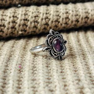 Boho Amethyst Ethnic Brass <b>Ring</b> Silver Plated Flower Womens <b>Statement</b> <b>Ring</b> Vintage Wholesale <b>Ring</b> - Product Image 3