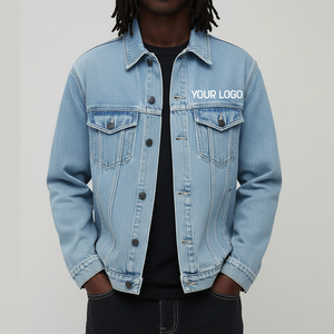 OEM Premium Quality Custom Classic Oversize Vintage Casual <b>Denim</b> Winter Long Front Windproof Wool Liner Button up Washed <b>Jacket</b> - Product Image 1