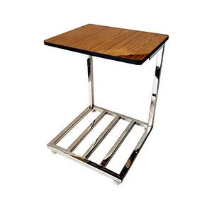 Stainless Steel Double Inverter Battery <b>Trolley</b> Stand SS Pipe Height Heavy Duty with Wooden Top Shelf Adjustable Feet - Product Image 4