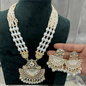 Conjunto de collar Vintage Kundan, joyería india, conjunto de boda con cuentas nupciales a la moda con pendientes de patrón de campana de perlas, moda al por mayor - Product Image 3