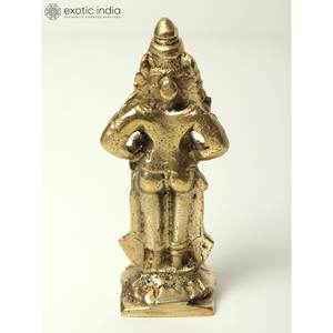 Escultura de latón de 4 pulgadas pequeña hecha a mano Lord Krishna en postura de pie para el hogar y el templo hecha en la India - Product Image 4