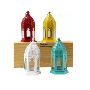 Light Pink <b>Brass</b> <b>Lantern</b> With Gold Handle And Cutout Pattern For Home Decoration Handmade Candle <b>Lanterns</b> On Sale - Product Image 3