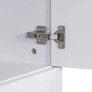 <b>Tall</b> White MDF Board Bathroom <b>Storage</b> <b>Cabinet</b> <b>with</b> Two <b>Doors</b> <b>and</b> Drawers Adjustable <b>Shelf</b> Furniture Accessory Model D0100XT8R1G - Product Image 4