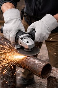 Guantes de Soldadura de Cuero Dividido Blanco con Puño de Seguridad Extendido para Trabajos Industriales de Metal, Corte y Pulido en Altas Temperaturas - Product Image 2