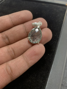 จี้รูปหยดน้ำประดับพลอยควอตซ์รูไทล์สีดำธรรมชาติ ชุบเงินคุณภาพสูง สำหรับผู้ชาย ของขวัญหมั้น ทำจากเงินเยอรมัน - Product Image 3