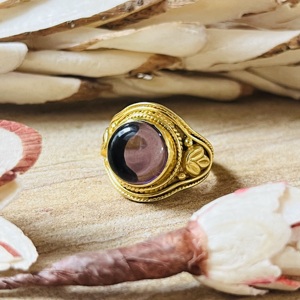 New Arrival Amethyst <b>Rings</b> Boho Brass <b>Rings</b> Women 18k <b>Gold</b> Plated Tribal <b>Cocktail</b> Jewelry Ethnic Statement <b>Ring</b> For Wholesale - Product Image 3